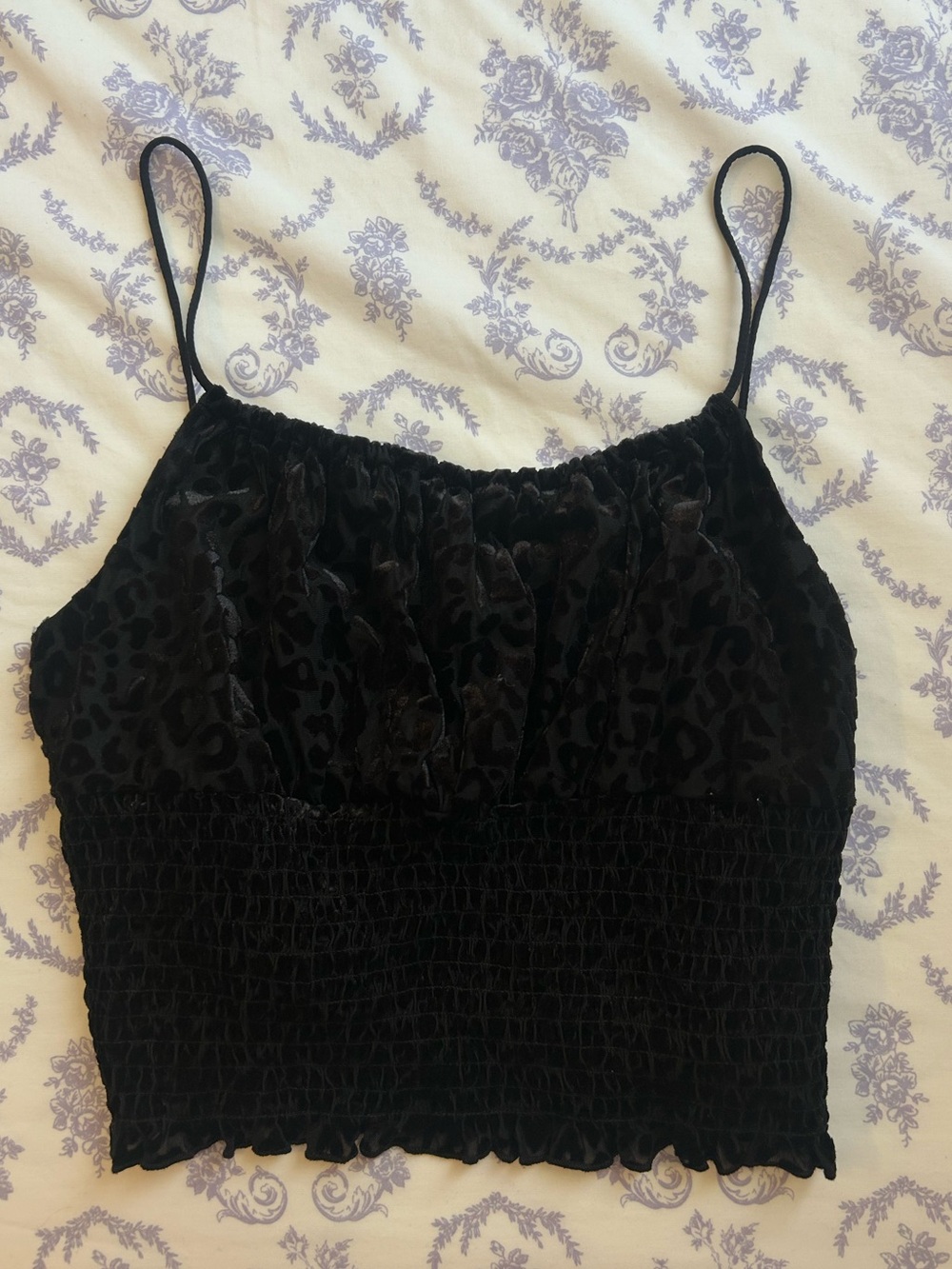 Black Velvet Cheetah Print Cami Top